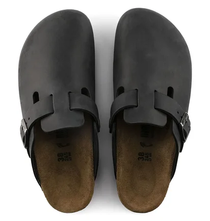 Тапочки унисекс BIRKENSTOCK Boston Black Oiled Leather Shoes Black 59461