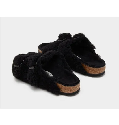 Сандалі жіночі Birkenstock Arizona Teddy Shearling Womens Black 1023105