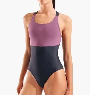 Купальник жіночий Arena Solid Racer Back Black/Violet 011414-509