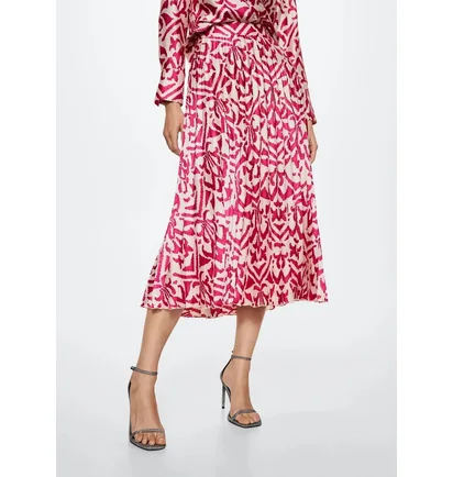 Спідниця жіноча Mango Printed Pleated Pink 37093855