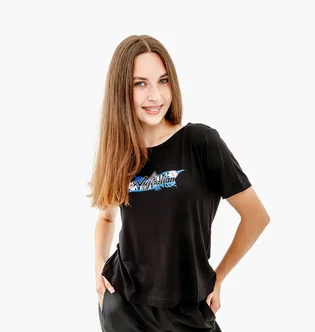 Футболка жіноча AUSTRALIAN Logo Flowers Tee Jersey V Black LSDTS0027-003
