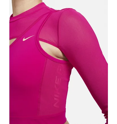 Топ женский Nike Pro Long-Sleeve Cropped Top Pink FB5683-615