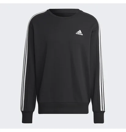 Свитшот мужской Adidas Essentials French Terry 3-Stripes Sweatshirt Black Ic9317