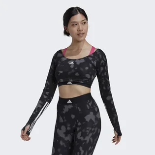 Лонгслів жіночий Adidas Hyperglam Cut 3-Stripes Long Sleeve Crop Top Black Hd6283
