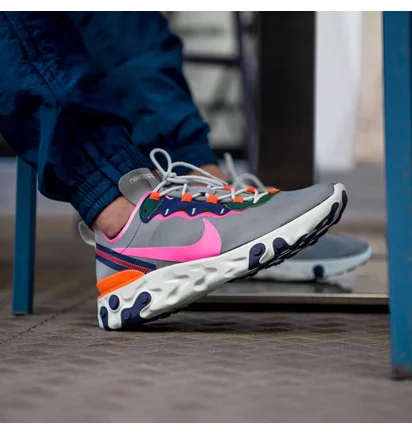 Кроссовки женские Nike React Element 55 Wolf Grey Fuchsia Bq2728-006