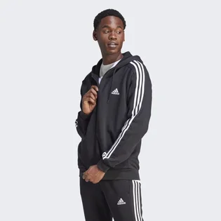 Толстовка чоловіча Adidas Essentials Fleece 3-Stripes Full-Zip Hoodie Black IB4029