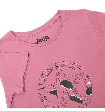 Футболка жіноча Jeep T-Shirt Star Botanical Print J22W Pink O102614-P490
