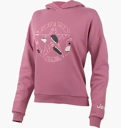 Худи женское Jeep Hooded Cropped Sweatshirt Star Botanical Print Pink O102607-P490
