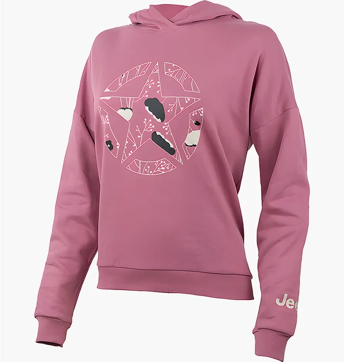 Худи женское Jeep Hooded Cropped Sweatshirt Star Botanical Print Pink O102607-P490