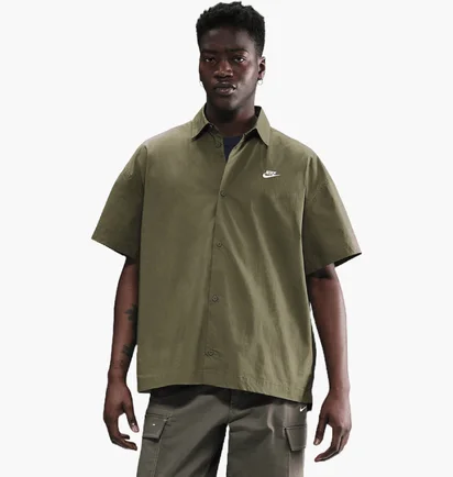 Рубашка мужская Nike Nk Club Ss Btn Shirt Os Olive HJ2026-222