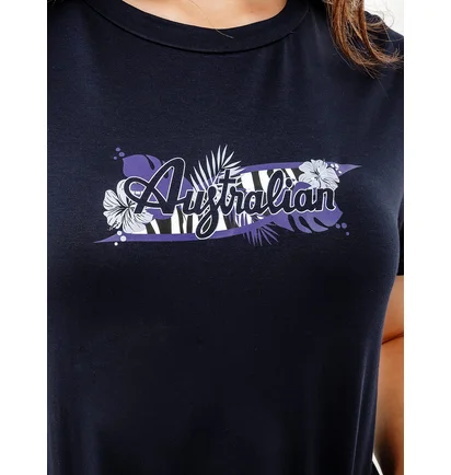Футболка женская AUSTRALIAN Logo Flowers Tee Jersey V Black LSDTS0027-200
