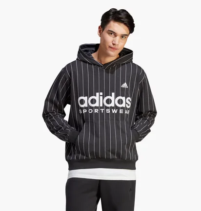 Худи мужское Adidas Pinstripe Fleece Hoodie Black Ib8381
