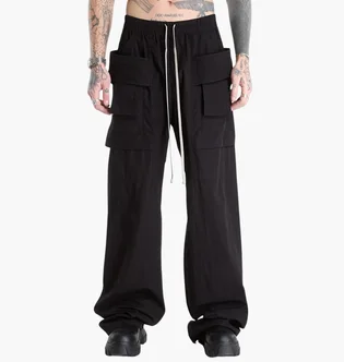 Штаны мужские Rick Owens Creatch Wide Cargo Drawstring Black DU01F4394-CR-09
