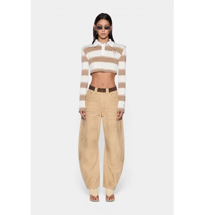 Поло жіноче Ksubi Academy Ls Polo Shirt Tan Stripe Beige WSP26FT012