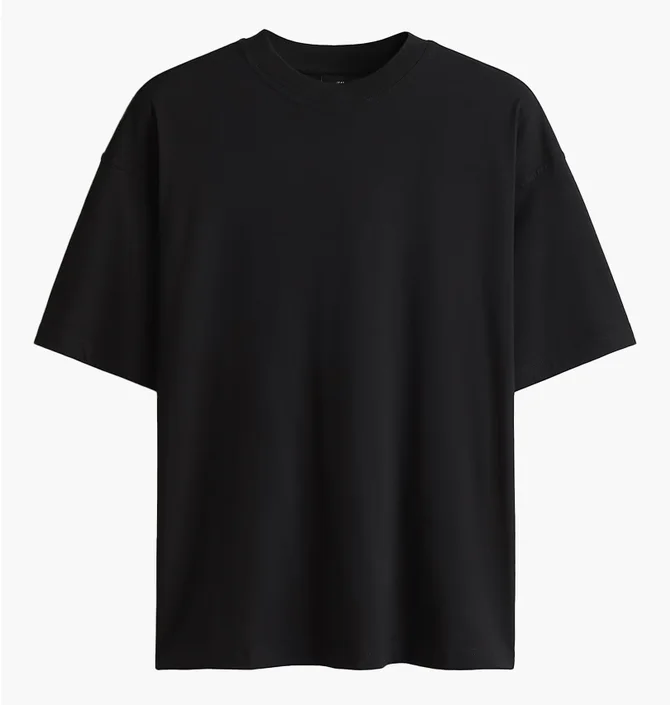 Футболка чоловіча H&M T-Shirt - Oversized Fit Black 1074658039