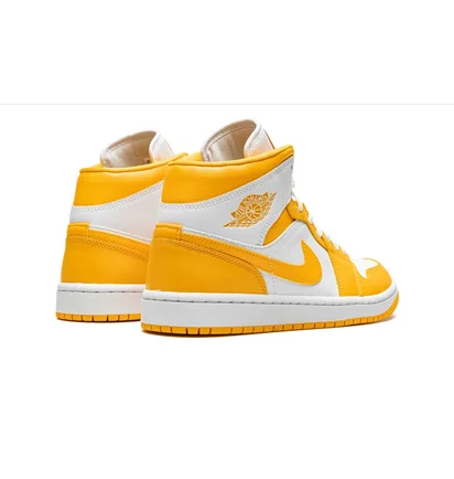 Кроссовки женские Air Jordan Wmns Jordan 1 Mid White/Yellow BQ6472-117
