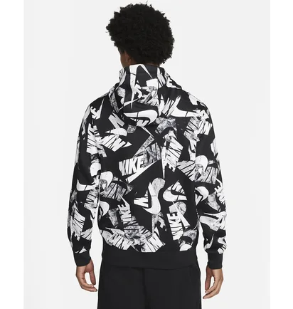Худи мужское Nike Mens Allover Print Pullover Hoodie Black DM6881-010