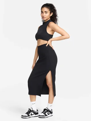Юбка женская Nike W Nsw Nk Chll Knt Rib Md Skirt Black FQ1636-010