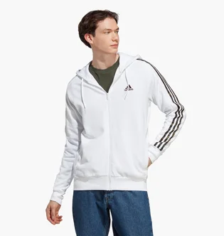 Толстовка мужская Adidas Essentials French Terry 3-Stripes Full-Zip Hoodie White Ic9836