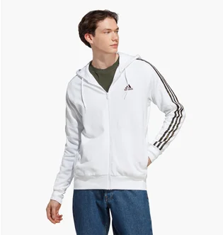 Толстовка мужская Adidas Essentials French Terry 3-Stripes Full-Zip Hoodie White Ic9836