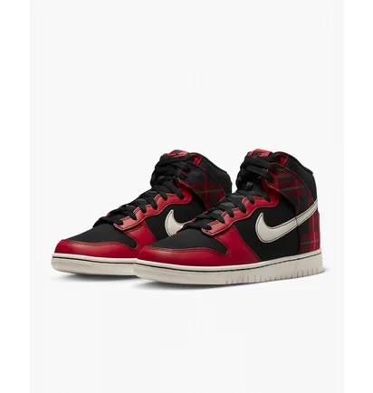 Кросівки чоловічі Nike Dunk High Retro Se Plaid Casual Shoes Black/Red Dv0826-001