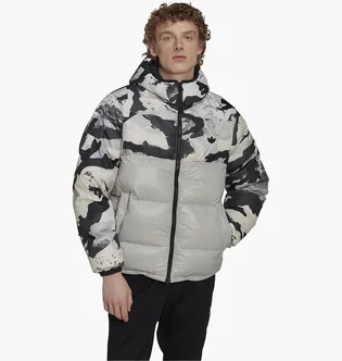 Пуховик чоловічий Adidas Down Regen Camo Hooded Puffer Jacket Grey HK5030