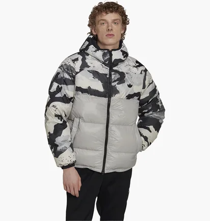 Пуховик мужской Adidas Down Regen Camo Hooded Puffer Jacket Grey HK5030