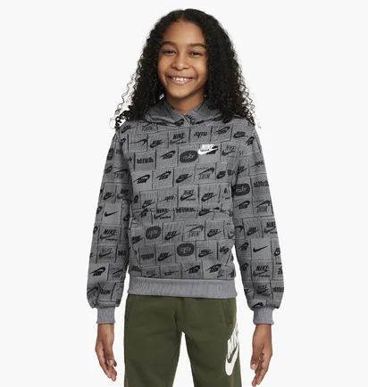 Худи детское Nike K Nsw Club Ft Hdy Aop Grey FN8741-084