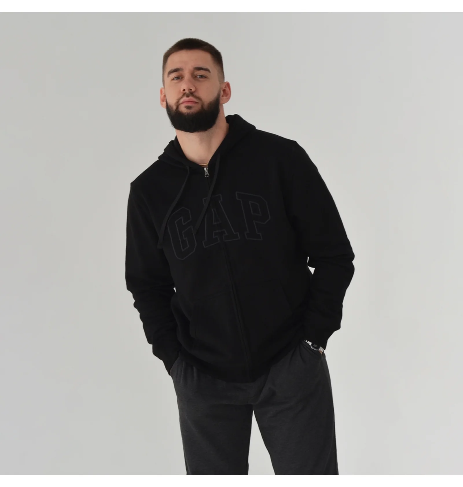 ᐉ Толстовка чоловіча Gap Logo Zip Hoodie Black 218871171