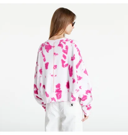 Кофта женская Nike Sportswear Oversized Fleece Tie-Dye Crew Sweatshirt White/Pink DM6357-621