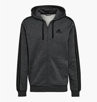 Толстовка мужская Adidas Essentials Fleece 3-Stripes Full-Zip Hoodie Grey HB0042