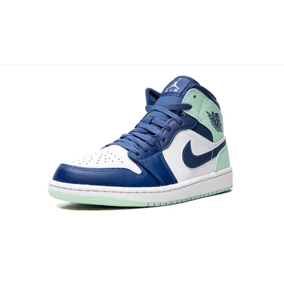 Кроссовки мужские Air Jordan 1 Mid White/Blue 554724-413