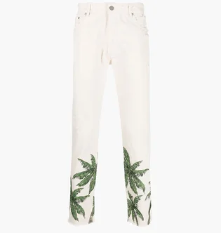 Джинси чоловічі Palm Angels Palm Printed Distressed Jeans Beige PMYA033S23DEN014-0355