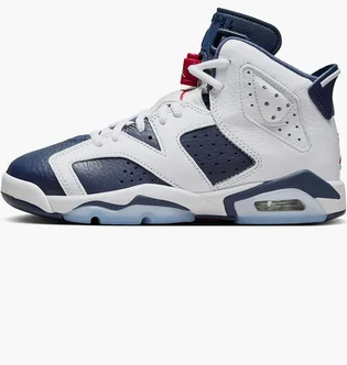 Кроссовки детские Air Jordan 6 Retro And Midnight Navy Grade School Lifestyle Shoe White/Blue 384665-164