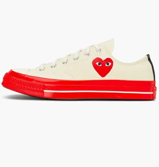 Кеды унисекс Comme des Garcons Play X Chuck 70 Low Shoes Egret/Red Beige A01796C