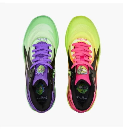 Кроссовки унисекс Puma X Rick And Morty Mb.02 Basketball Shoes Green/Violet 377411-02