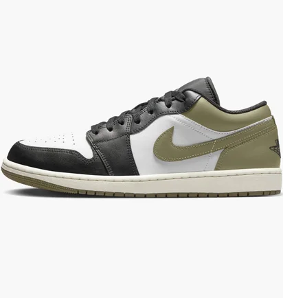Кроссовки мужские Air Jordan 1 Low White/Olive 553558-092