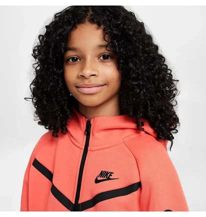 Толстовка детская Nike Tech Fleece Hd Fz Ls Peach HV8695-814