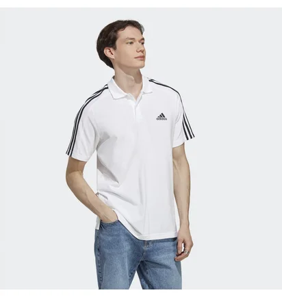 Поло мужское Adidas Essentials Piqué Embroidered Small Logo 3-Stripes Polo Shirt White Ic9312
