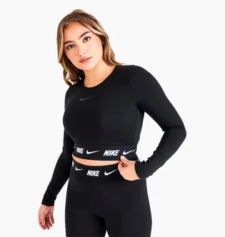 Лонгслив женский Nike Tape Long-Sleeve Crop Top Black Dx2315-010