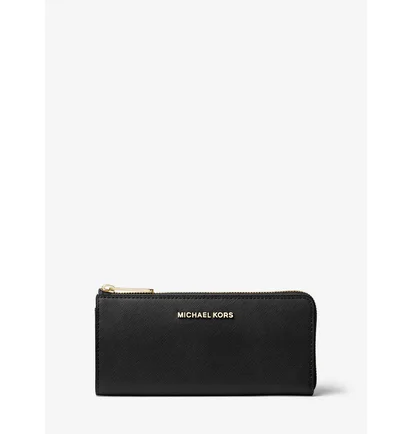 Гаманець жіночий Michael Kors Jet Set Travel Large Saffiano Leather Quarter-Zip Wallet Black 35T6GTVE3L-BLACK-21898