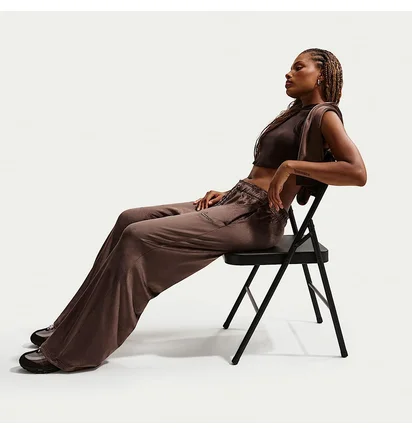 Штаны женские Nike Sportswear High-Waisted Wide-Leg Brown IQ0681-237