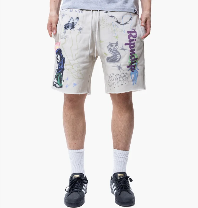 Шорты унисекс Ripndip Goosebumps Raw Edge Sweat White RNDSPR26126