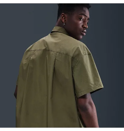 Рубашка мужская Nike Nk Club Ss Btn Shirt Os Olive HJ2026-222