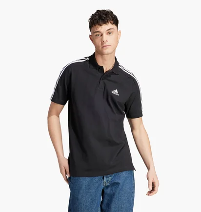 Поло мужское Adidas Essentials Piqué Embroidered Small Logo 3-Stripes Polo Shirt Black Ic9310