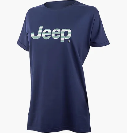 Футболка женская Jeep T-Shirt Oversize Striped Print Turn Blue O102611-A184
