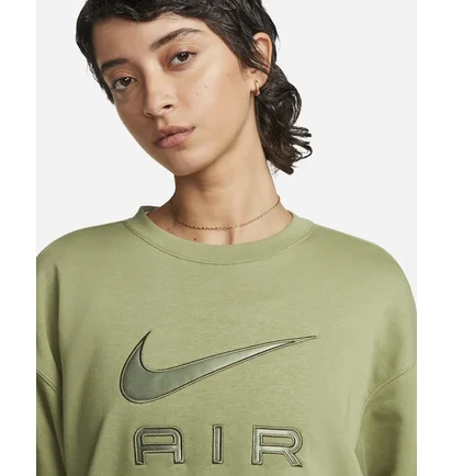 Свитшот женский Nike Air Fleece Crewneck Sweatshirt Olive Dq6567-334