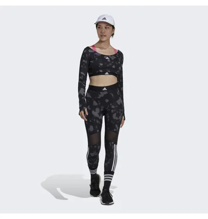 Лонгслив женский Adidas Hyperglam Cut 3-Stripes Long Sleeve Crop Top Black Hd6283