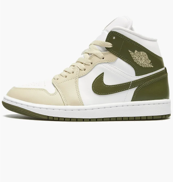 Кроссовки женские Air Jordan 1 Mid Military Drab White BQ6472-120