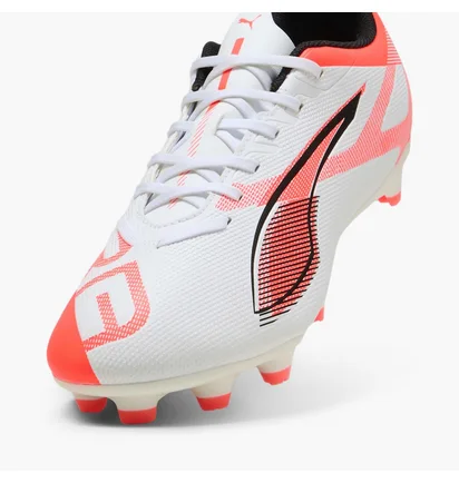 Бутсы унисекс Puma Ultra 5 Play Fg/Ag White/Orange 108169-01